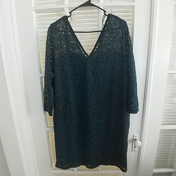 2x h&m hunter green bodycon with lace overlay - Picture 1 of 3